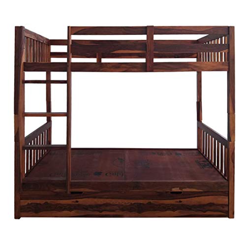 APRODZ Sheesham Wood Moyer Bunk Bed for Bedroom |Light Rosewood Finish
