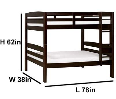 Brown Sheesham wood bunk bed with a ladder for bedroom