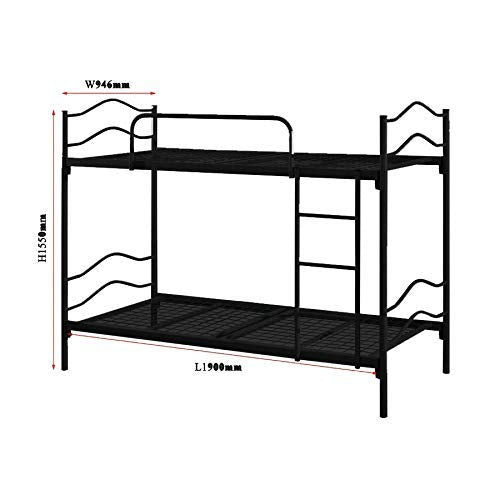Bryce Single Size Metal Bunk Bed (Mild Steel - Black Powdercoated)