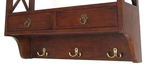 Mango Wood Towero Display Wall Shelf with Drawer for Living Room | Wall Shelves | Brown Finish
