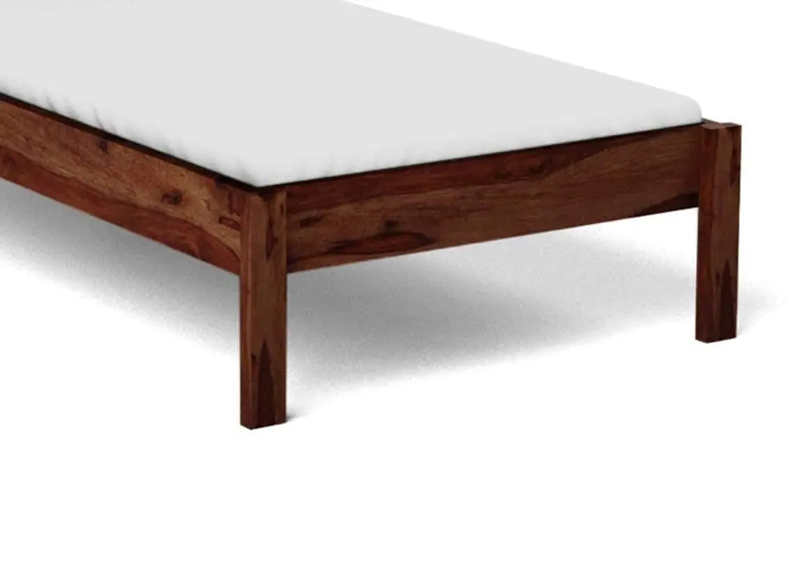 Sheesham Wood Without Storage Frye Single Size Bed for Bedroom Dark Brown Finish