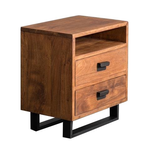 Mango Wood Alba Stylish Bedside Table for Bedroom Living Room with 2 Drawer End Table