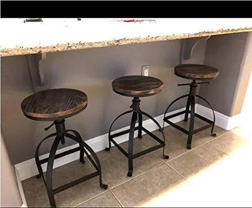 Vintage Bar Stool Swivel Coffee Kitchen Dining Chair Counter Height Adjustable 19.69”-25.59” Industrial Style