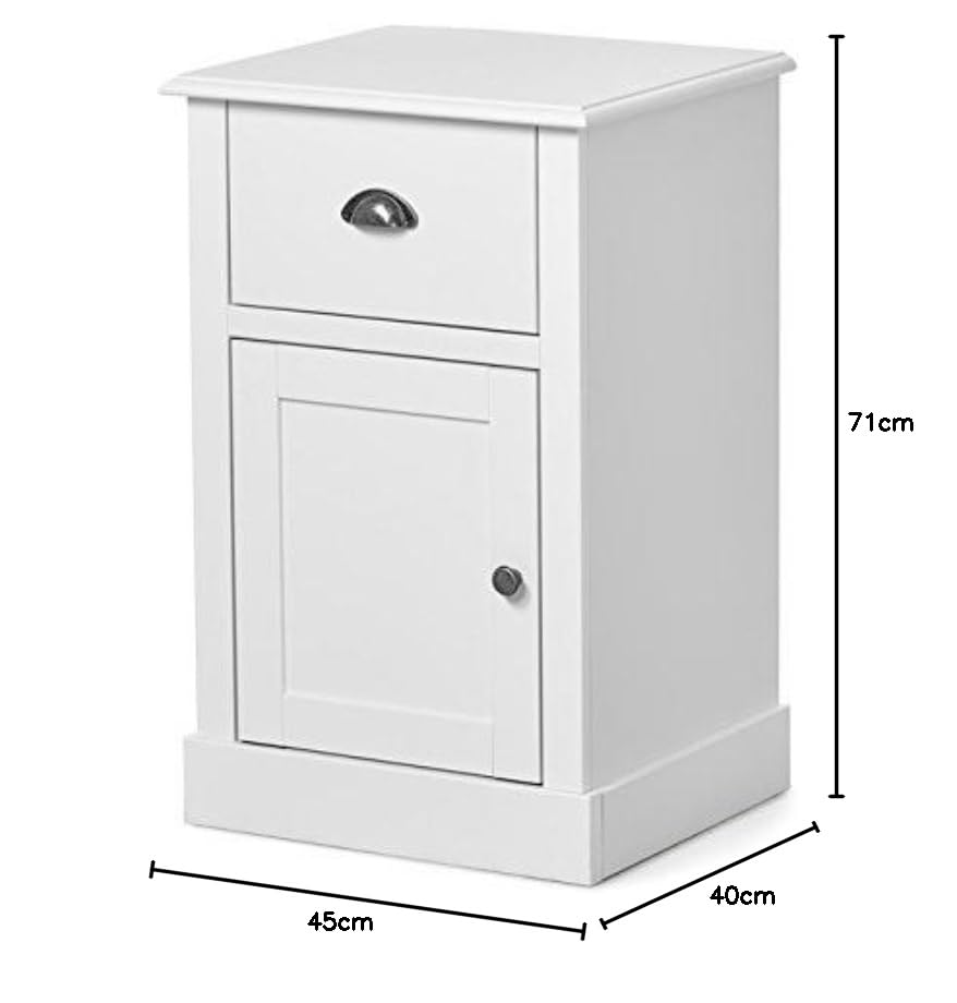 Mango Wood Jubail One Door Shelves Bedside Storage Table for Living Room | White Finish