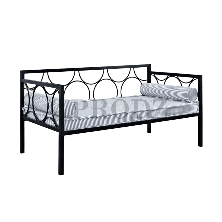 Acceber Three Seater Metal Sofa with Mattress and 2 bolsters (Metal - White Powdercoated)