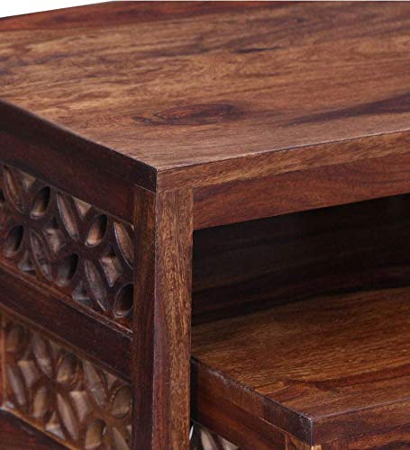 Durque Sheesham Wood Set of Three Tables - Provincial Teak Finish