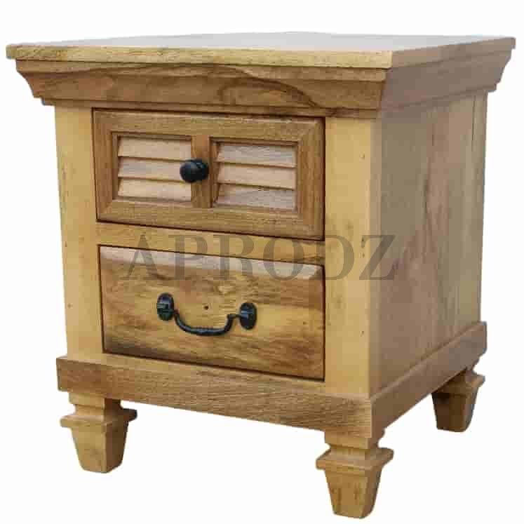 Elmore Solid Wood Table with Two Drawer Bedside for Bedroom & Living Room (Solid Wood - Natural)