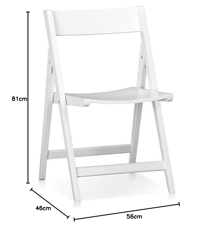 Solid Wood White Folding Dining Chairs for Living Room | Set of 1 Wooden Chair