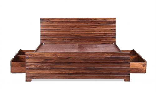 Solid Wood Tampa Bed with Storage for Bedroom | Dark Teak Finish