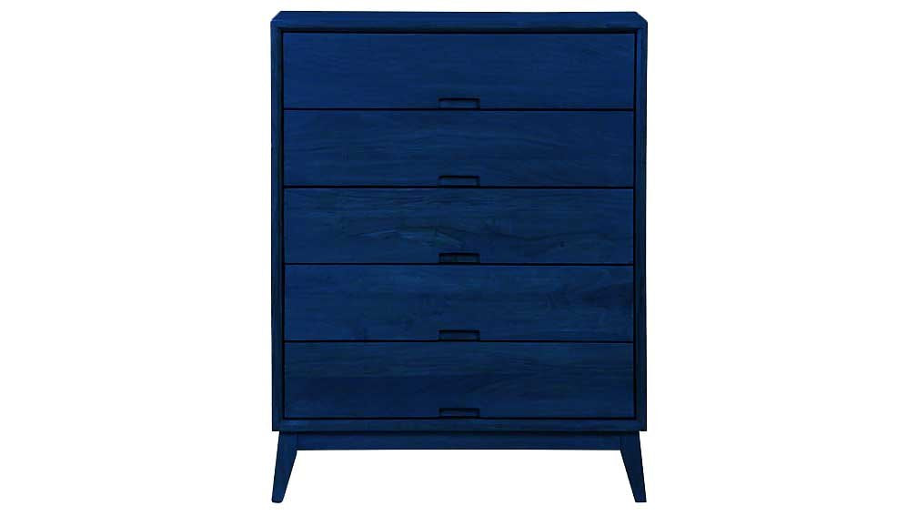 Mango Wood Storage Cabinet Cruz Chest of 5 Drawers Furniture for Living Room | Brown