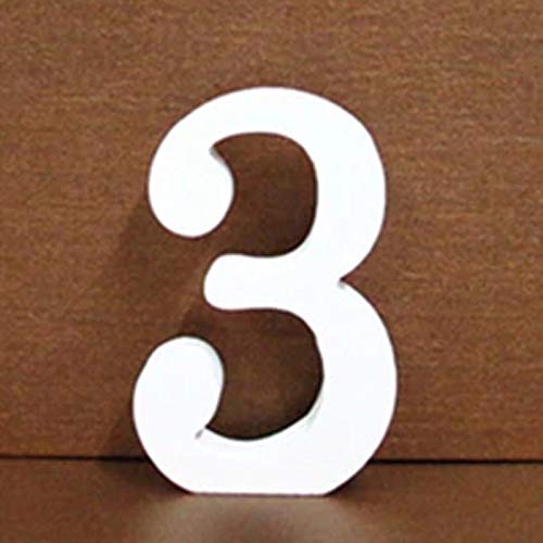 White Wooden Numbers Wood Letter Standing Table Number Craft Ornaments DIY Wedding Party Décor (3) Aprodz