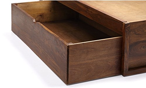 Sheessham Wood Bed with Storage for Bedroom | Dark Teak Finish
