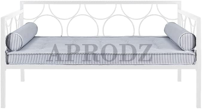 Acceber Three Seater Metal Sofa with Mattress and 2 bolsters (Metal - White Powdercoated)