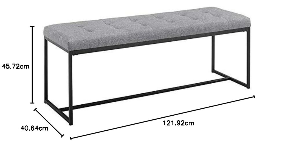 Modern Tufted Upholstered Cushion and Metal Seating Bench Ottoman