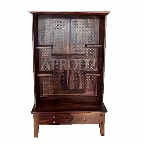 Sheesham Wood Temple with 3 Drawer for Pooja Room | Temple for Home | Pooja Mandir (Rosewood - Natural)