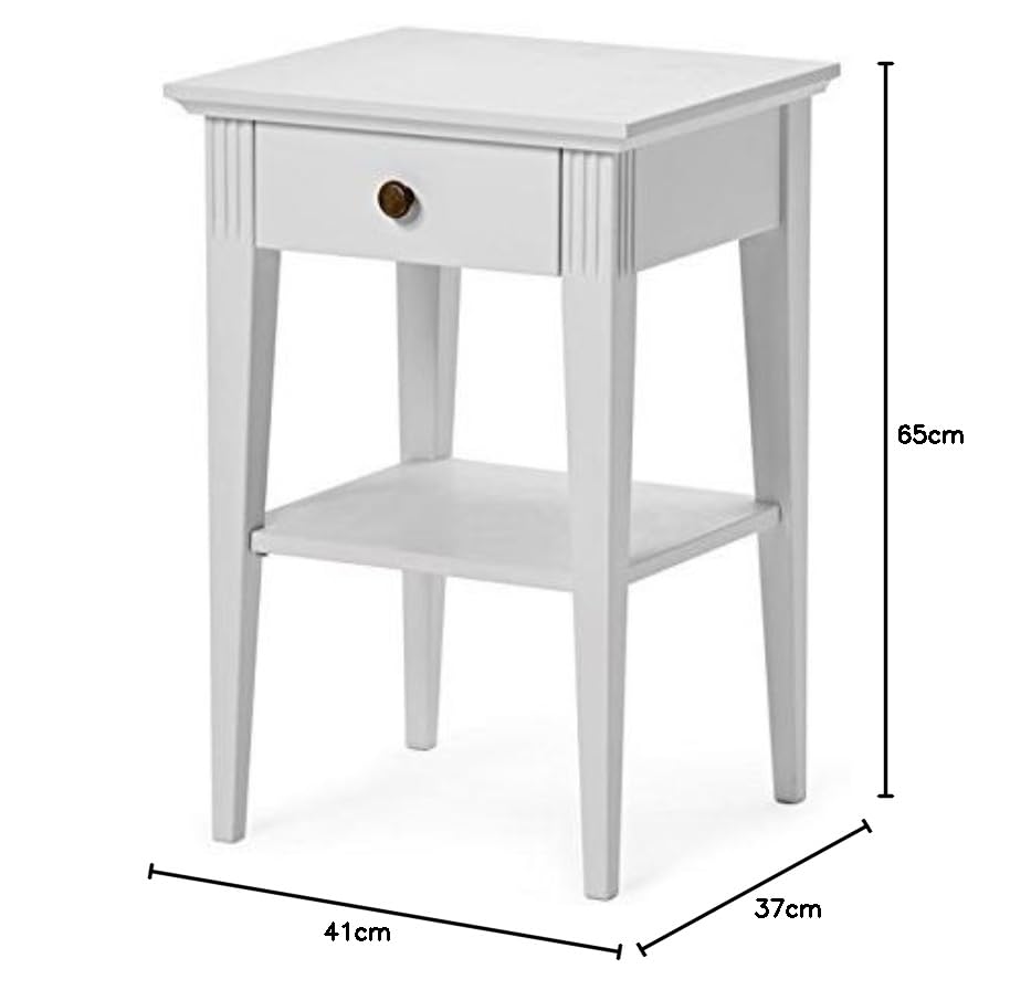 Mango Wood Najran One Drawer Selves Bedside Storage Table for Bedroom | White Finish