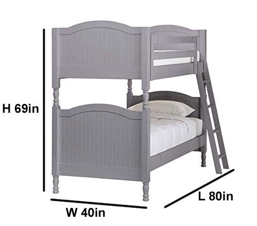 Solid Wood Mosier Bunk Bed for Bedroom | Grey Finish