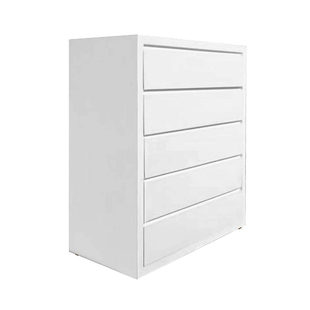 APRODZ Mango Wood Warsaw Chest of 5 Drawers Storage Dresser for Living Room Furniture (White Finish)