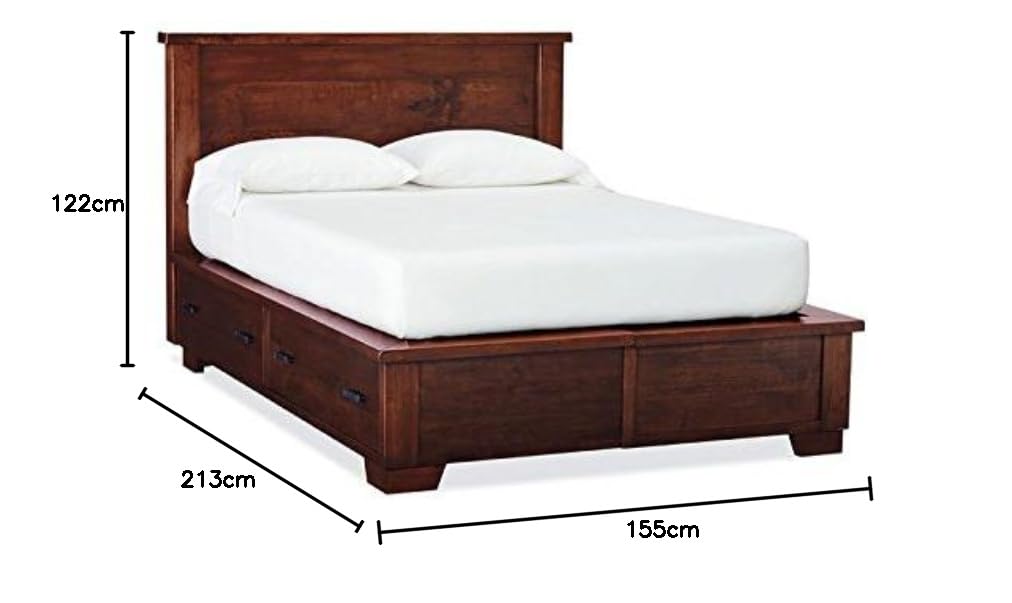 Solid Wood Storage Queen Size Arco Bed for Bedroom Stylish | Natural Brown Finish
