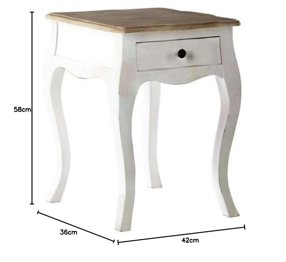 Mango Wood Baiyer One Drawer Selves Bedside Storage Table for Bedroom | White Finish