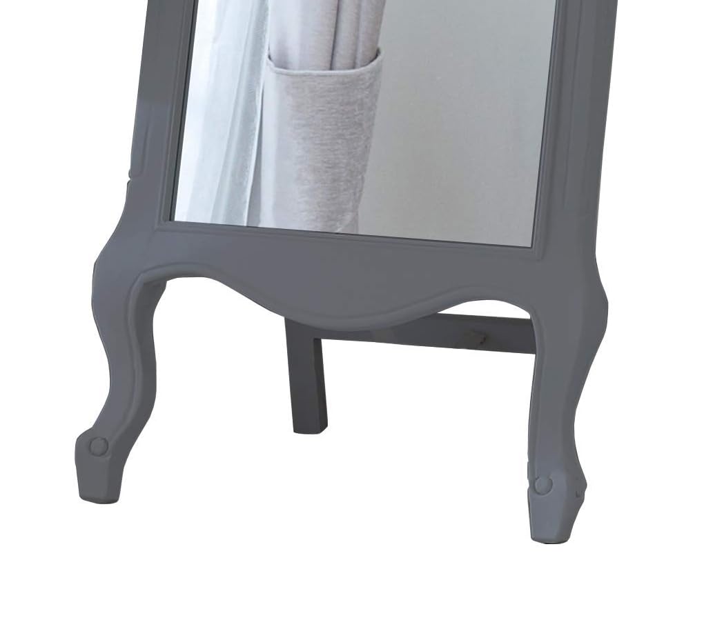 APRODZ Mango Wood Home Decorative Thalo Standing Long Mirror for Living Room (Black Finish)