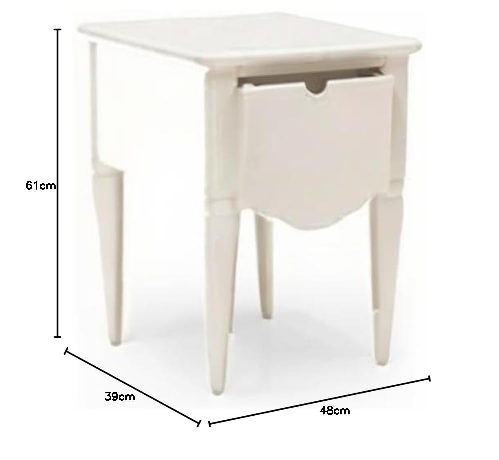 Mango Wood Salani One Darwer Bedside Storage Table for Living Room | White Finish
