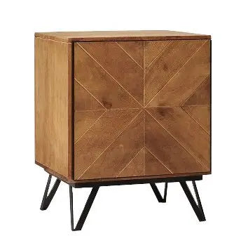 Mango Wood Two Door Bed Side Borad Storage Cabinet for Living Room | Brown