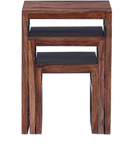 Durque Sheesham Wood Set of Three Tables - Provincial Teak Finish