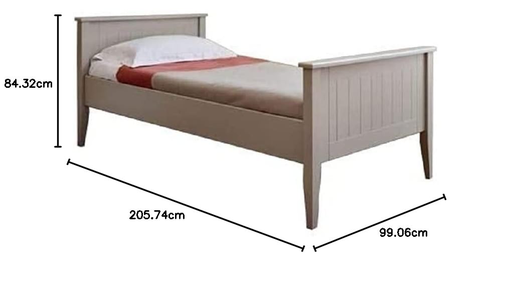 APRODZ Solid Wood Without Storage Single Size Celyn Bed for Bedroom Stylish | Grey Finish