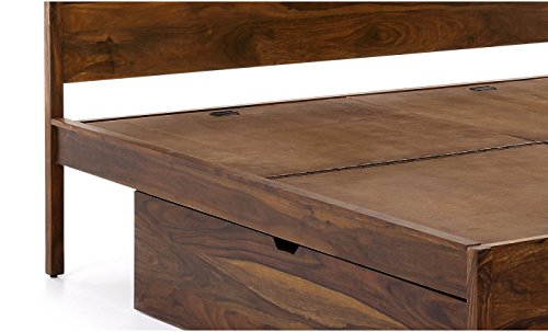 Sheessham Wood Louisville Bed with Storage for Bedroom | Dark Teak Finish