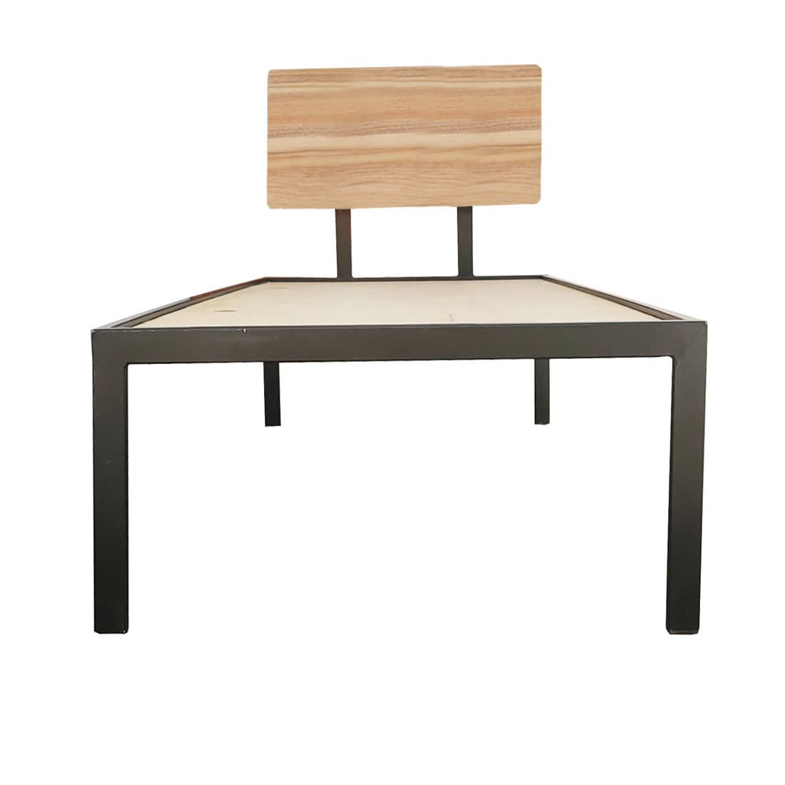 APRODZ Single Size Bed Without Storage for Home & Living Room Cot Bed Furniture (Oak + Black Powdercoated Finish)