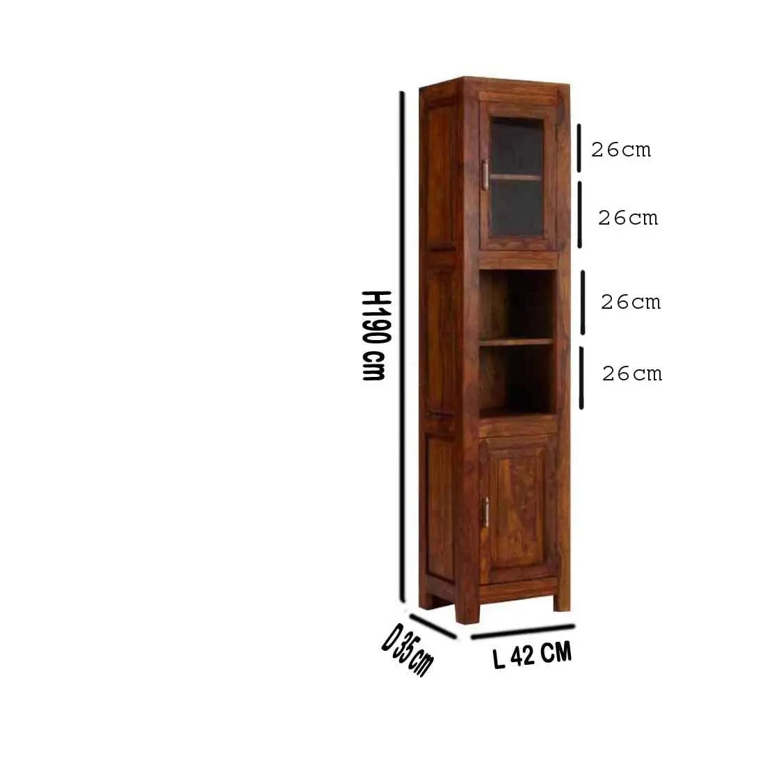 APRODZ Sheesham Wood High Wooden Cabinet, Showcase, Cupboard, Sideboard, with Two Doors