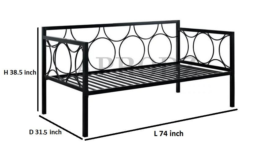 Acceber Three Seater Metal Sofa with Mattress and 2 bolsters (Metal - White Powdercoated)