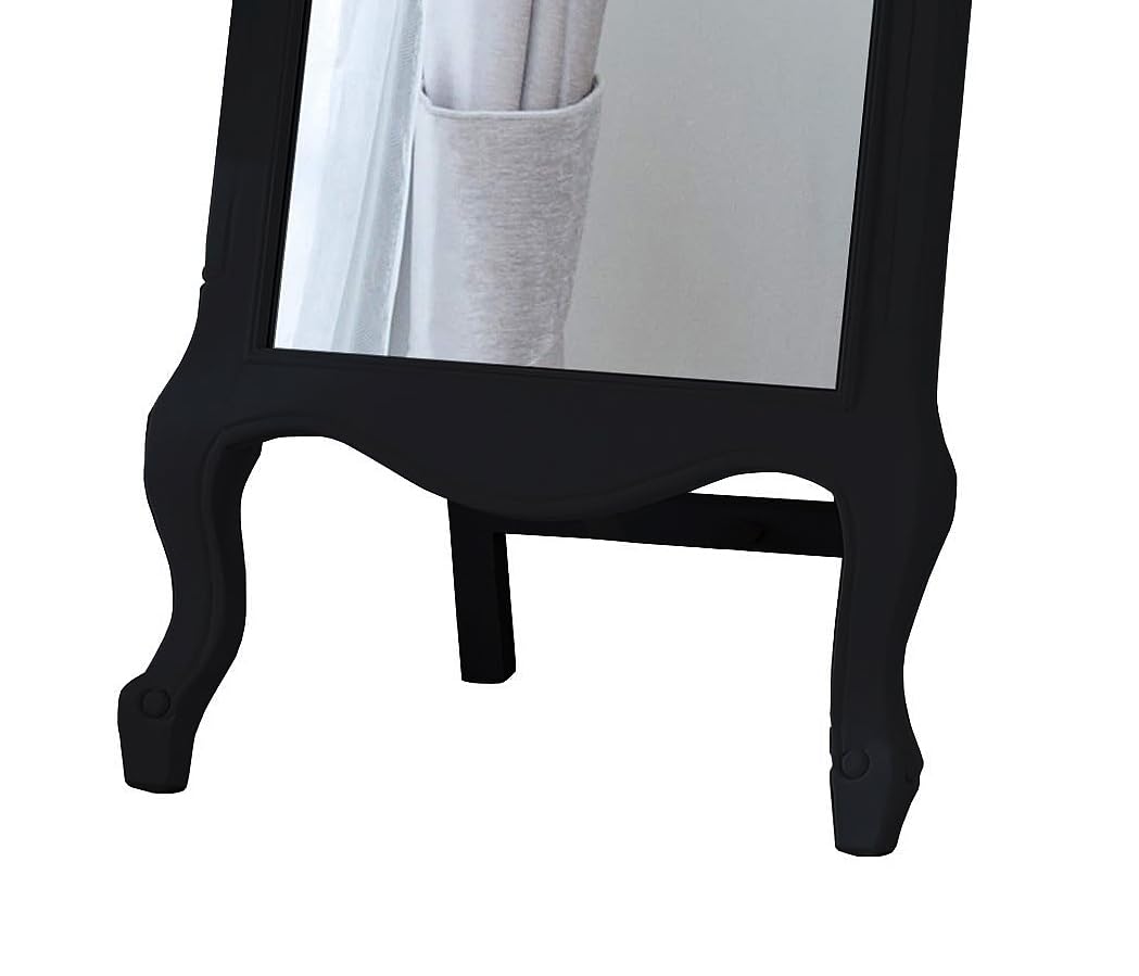 APRODZ Mango Wood Home Decorative Thalo Standing Long Mirror for Living Room (Black Finish)