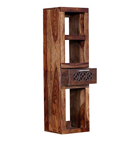 Durque Sheesham Wood Vertical Wall Shelf - Provincial Teak Finish