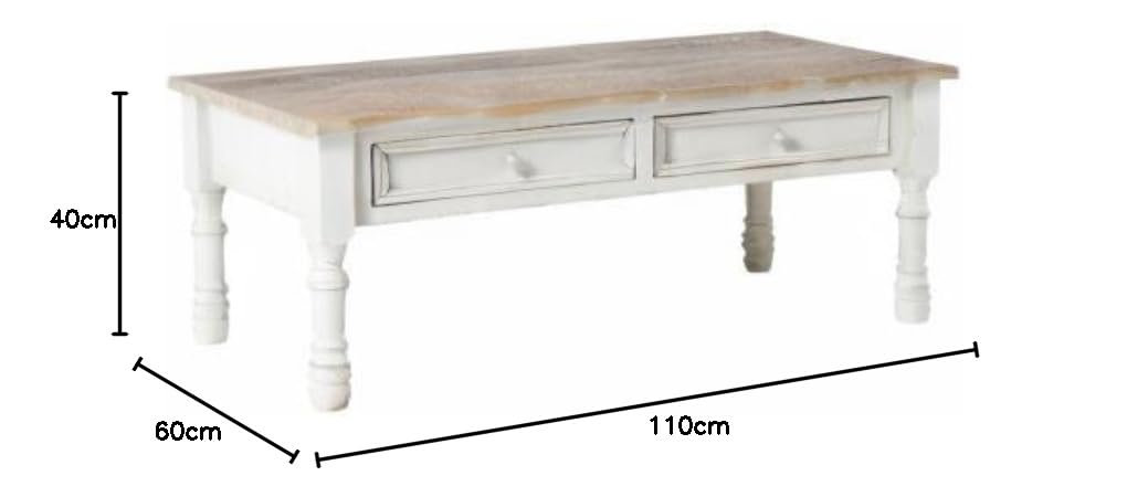 Mango Wood Adak Stylish Coffee Table with Drawer for Living Room | Center Table for Home | Brown & White Finish