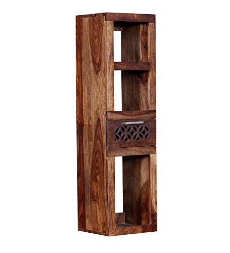 Durque Sheesham Wood Vertical Wall Shelf - Provincial Teak Finish
