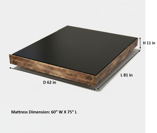 Cowen Floating Bed Frame with LED Lights Metal Slats Underbed Storage Space No Box Spring