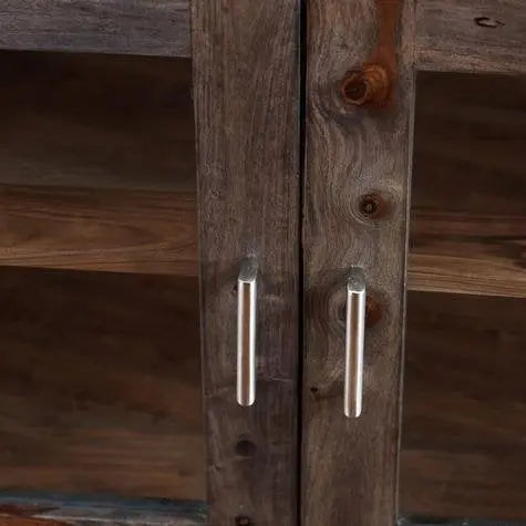 Sheesham Wood Helsinki Two Door Tv Stand Cabinet for Living Room | Entertainment Unit | Grey Finish