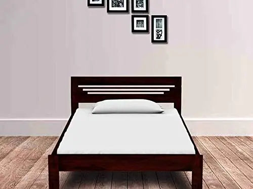 Sheesham Wood Without Storage Frye Single Size Bed for Bedroom Dark Brown Finish
