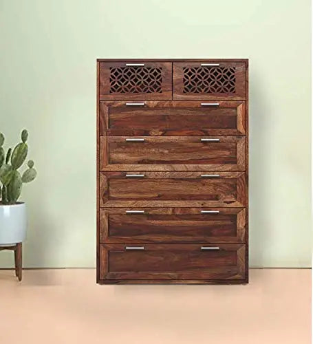 Durque Sheesham Wood Chest of Drawer - Provincial Teak Finish Wooden Chest of Drawers