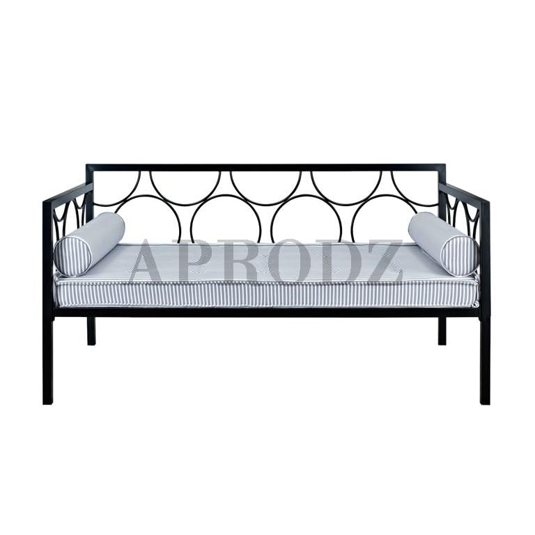 Acceber Three Seater Metal Sofa with Mattress and 2 bolsters (Metal - White Powdercoated)