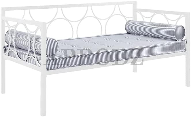 Acceber Three Seater Metal Sofa with Mattress and 2 bolsters (Metal - White Powdercoated)