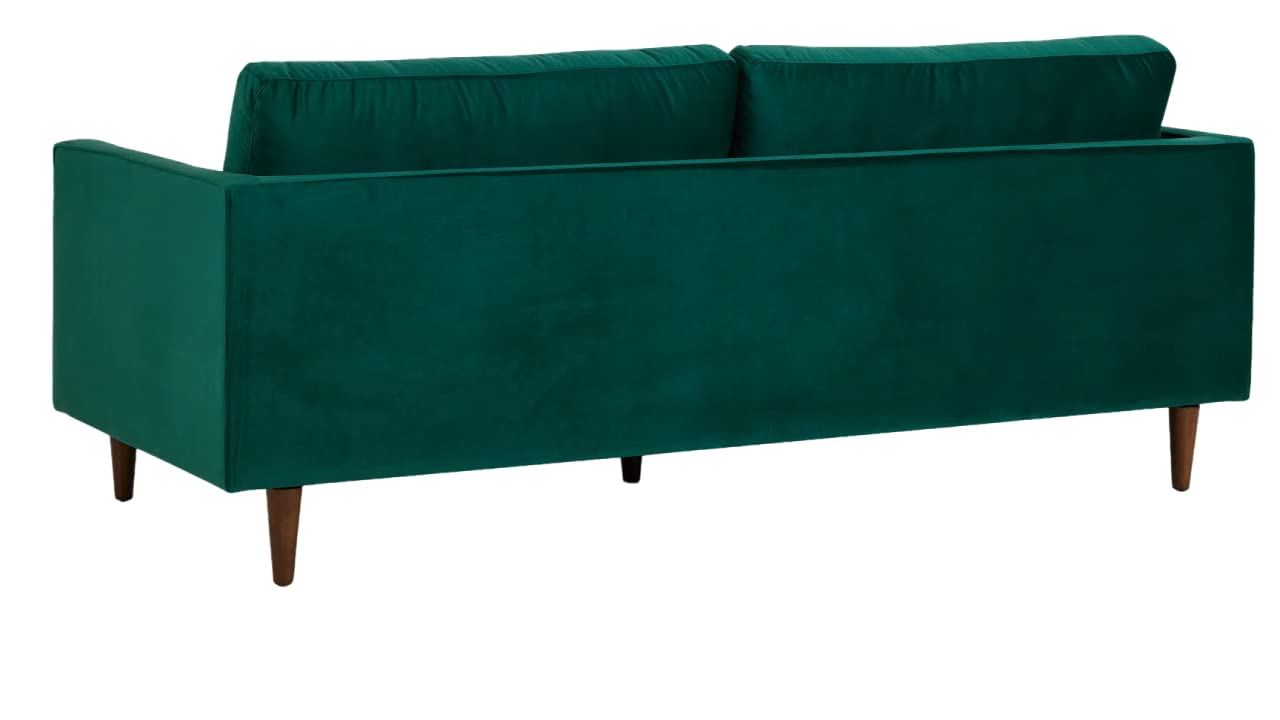 APRODZ MidCen Wooden 3 Seater Sofa Set with High-Density Comfortable Foam for Home & Living Room (Upholstered- Dark Green Velvet Fabric)