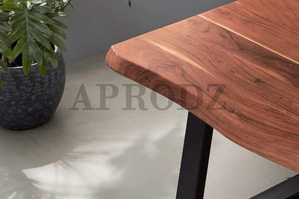 Curvi Solid Wood Top and Metal Base Coffee Table (Mango Wood - Brown + Black Powder Coated)