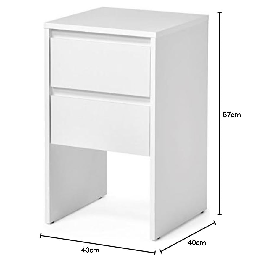 Mango Wood Tabuk Three Drawer Selves Bedside Storage Table for Bedroom | White Finish