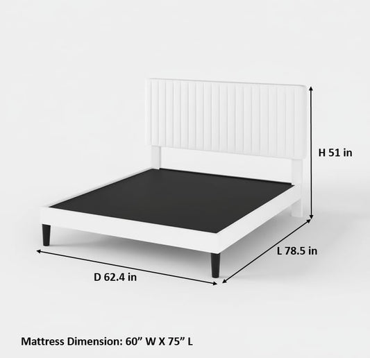 Upholstered Platform Bed with Adjustable Headboard, Leg Wood Black + Black Fabric