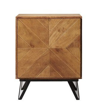 Mango Wood Two Door Bed Side Borad Storage Cabinet for Living Room | Brown