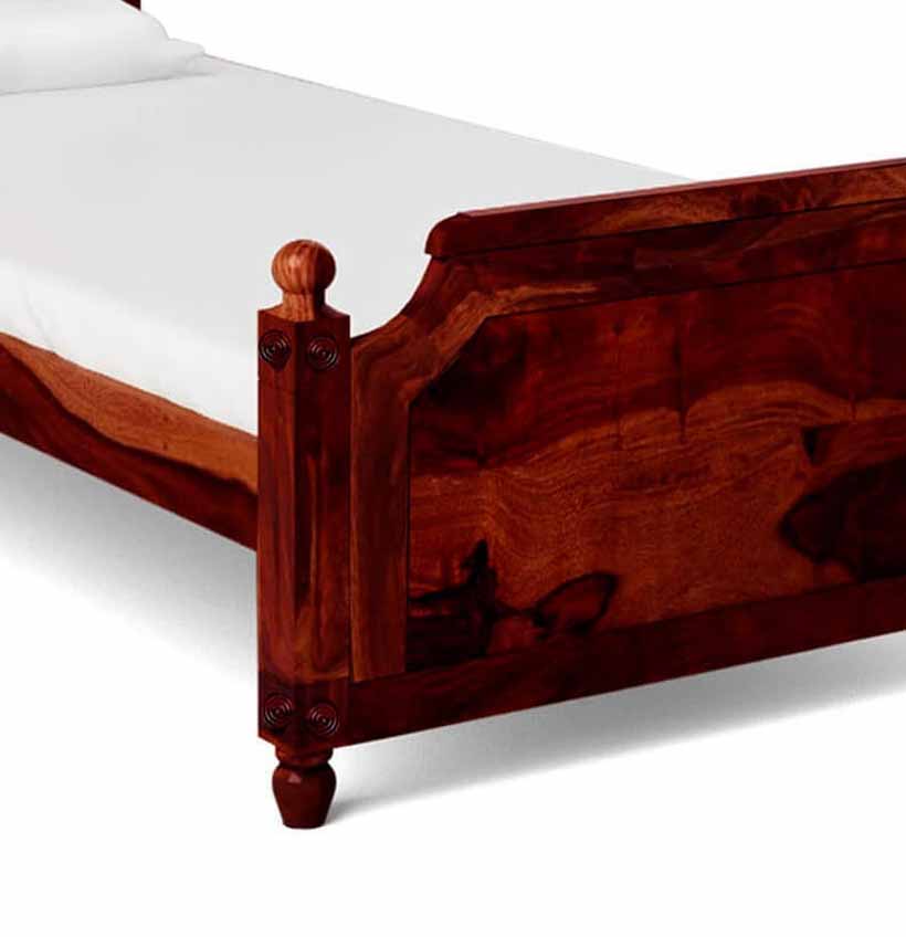 Sheesham Wood Without Storage Single Size Ailsa Bed for Bedroom Stylish | Honey Finish