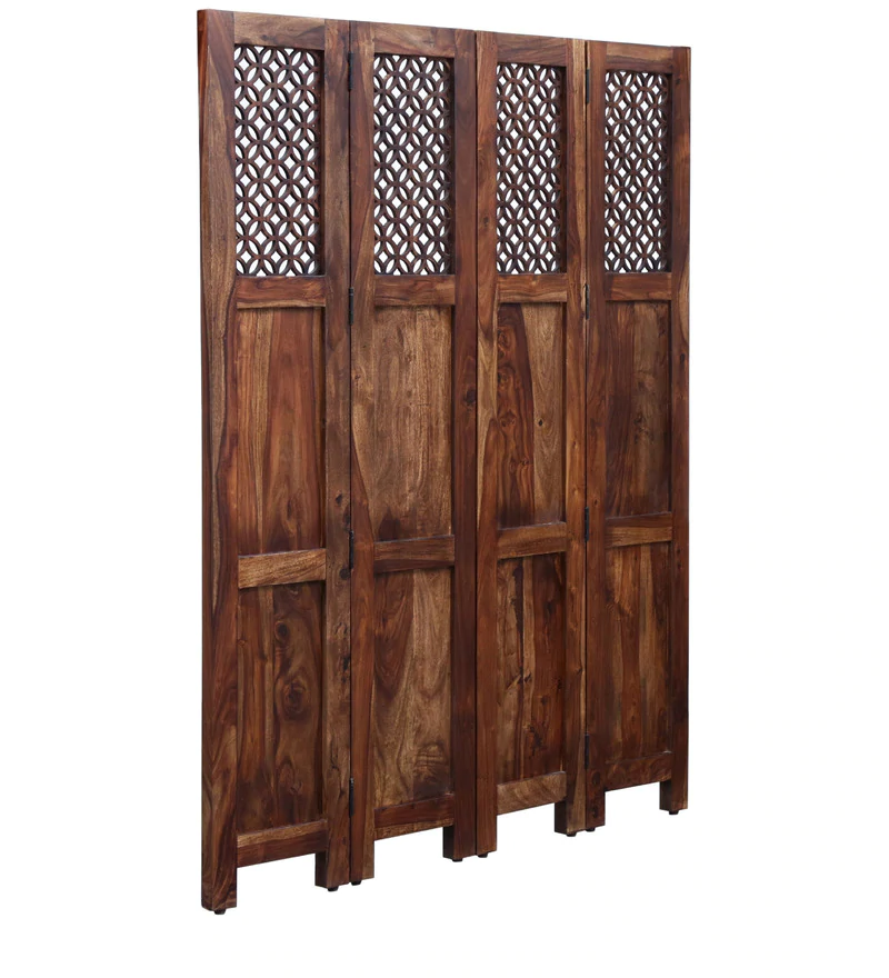 Durque 4 Panel Room Divider - Provincial Teak